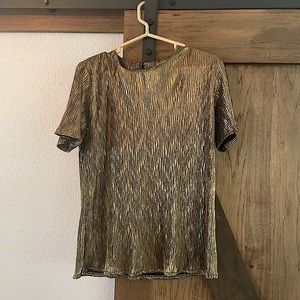 Gold Shimmery Short Sleeve Dress Shirt